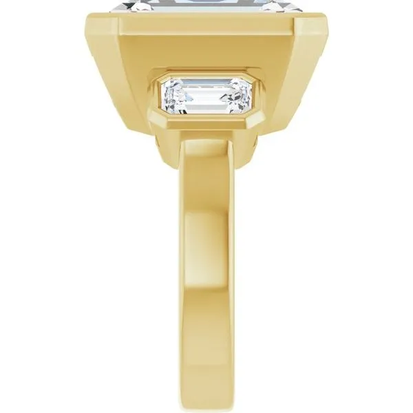 Bezel-Set Three-Stone Engagement Ring Image 4 J. Thomas Jewelers Rochester Hills, MI