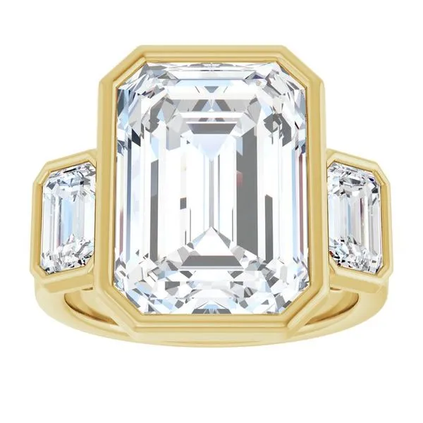 Bezel-Set Three-Stone Engagement Ring Image 3 J. West Jewelers Round Rock, TX