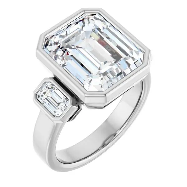 Bezel-Set Three-Stone Engagement Ring