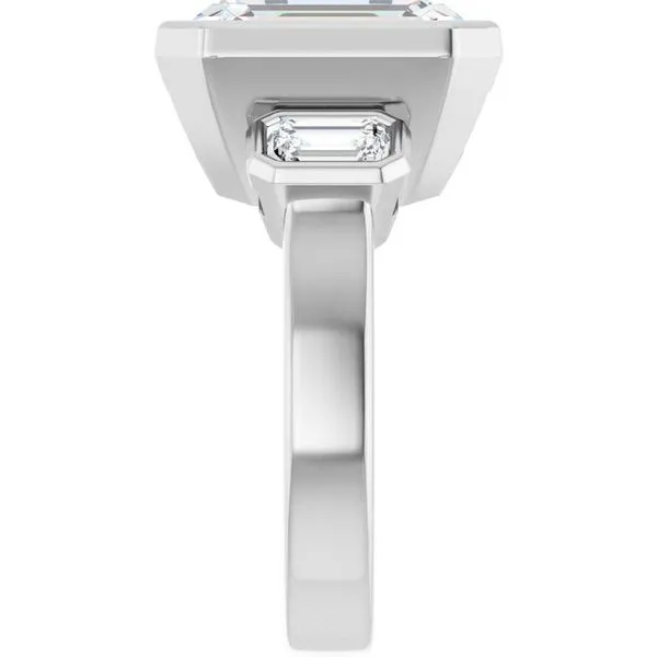 Bezel-Set Three-Stone Engagement Ring Image 4 Raleigh Diamond Fine Jewelry Raleigh, NC