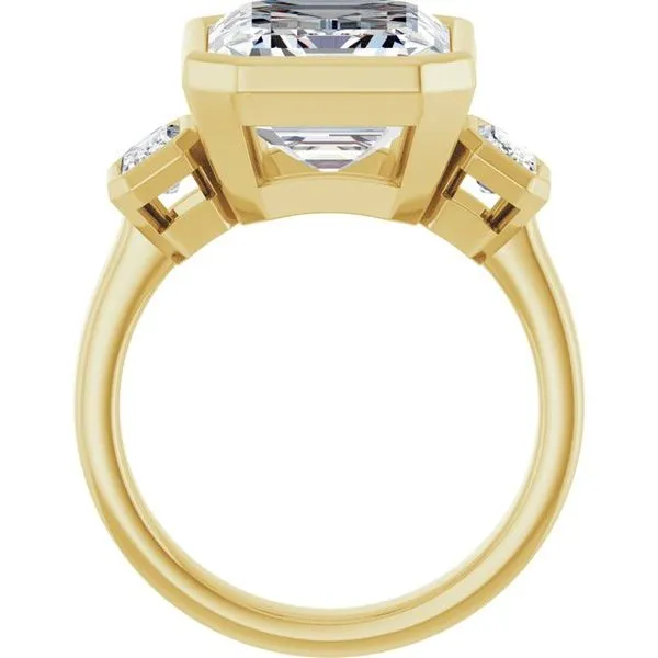 Bezel-Set Three-Stone Engagement Ring Image 2 Hudson Valley Goldsmith New Paltz, NY