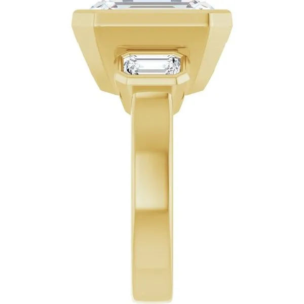 Bezel-Set Three-Stone Engagement Ring Image 4 J. West Jewelers Round Rock, TX