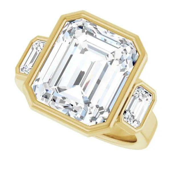 Bezel-Set Three-Stone Engagement Ring Image 5 JF Jones Jewelers Rochester, NY