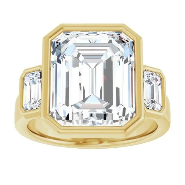 Bezel-Set Three-Stone Engagement Ring Image 3 Morin Jewelers Southbridge, MA