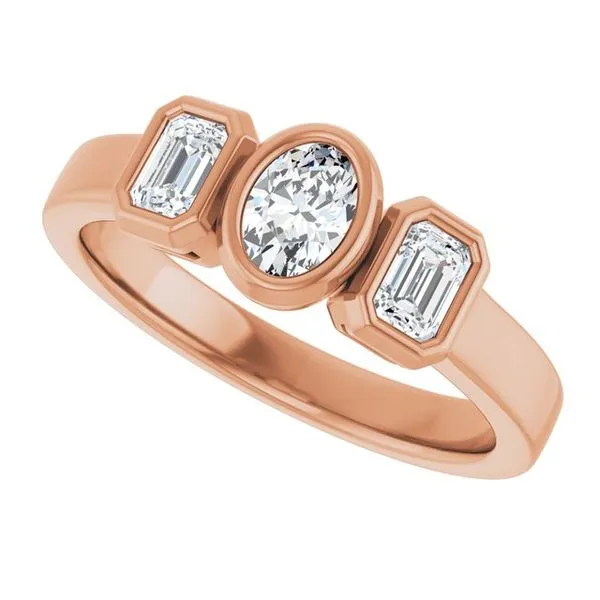 Bezel-Set Three-Stone Engagement Ring Image 5 J. Thomas Jewelers Rochester Hills, MI