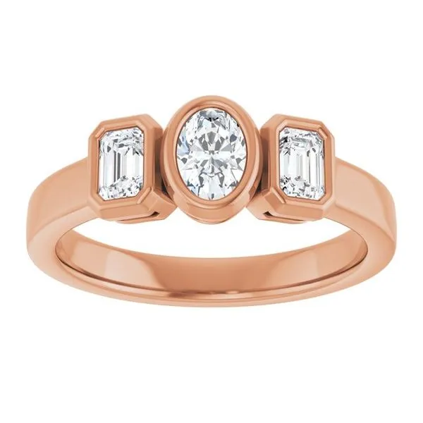 Bezel-Set Three-Stone Engagement Ring Image 3 Clater Jewelers Louisville, KY