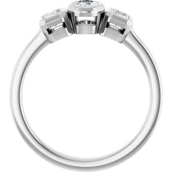 Bezel-Set Three-Stone Engagement Ring Image 2 Northwood Jewelers Northwood, OH