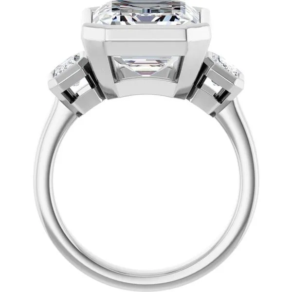 Bezel-Set Three-Stone Engagement Ring Image 2 J. West Jewelers Round Rock, TX