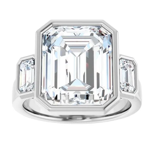 Bezel-Set Three-Stone Engagement Ring Image 3 Stuart Benjamin & Co. Jewelry Designs San Diego, CA