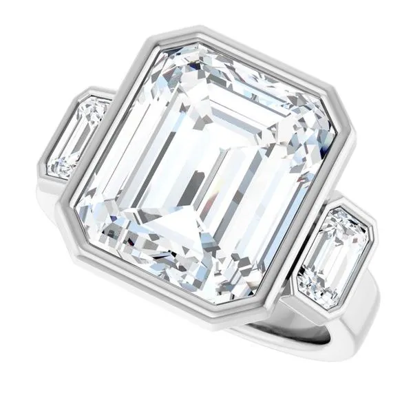 Bezel-Set Three-Stone Engagement Ring Image 5 J. Thomas Jewelers Rochester Hills, MI