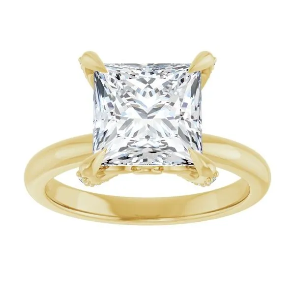 Claw-Prong Accented Engagement Ring Image 3 Hudson Valley Goldsmith New Paltz, NY