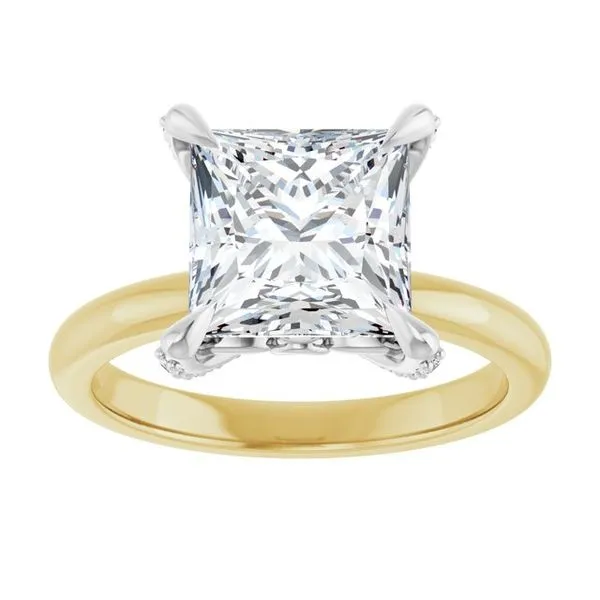 Claw-Prong Accented Engagement Ring Image 3 Hudson Valley Goldsmith New Paltz, NY