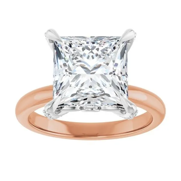 Claw-Prong Accented Engagement Ring Image 3 Hudson Valley Goldsmith New Paltz, NY