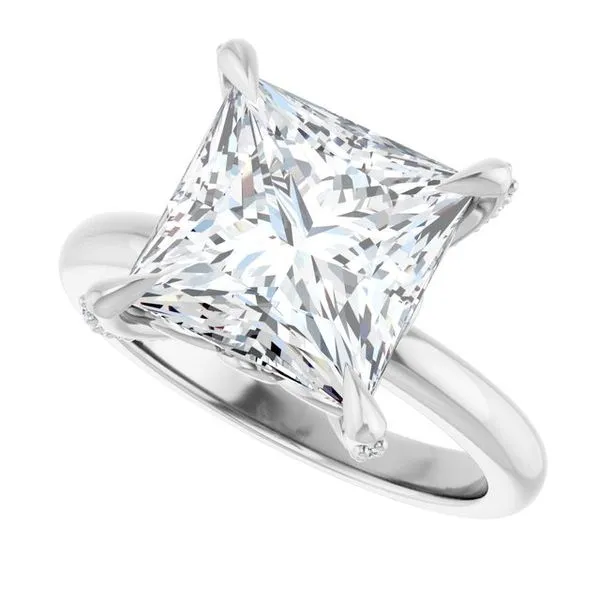 Claw-Prong Accented Engagement Ring Image 5 Hudson Valley Goldsmith New Paltz, NY