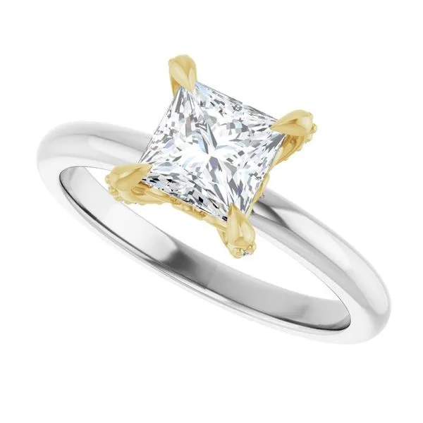 Claw-Prong Accented Engagement Ring Image 5 Hudson Valley Goldsmith New Paltz, NY