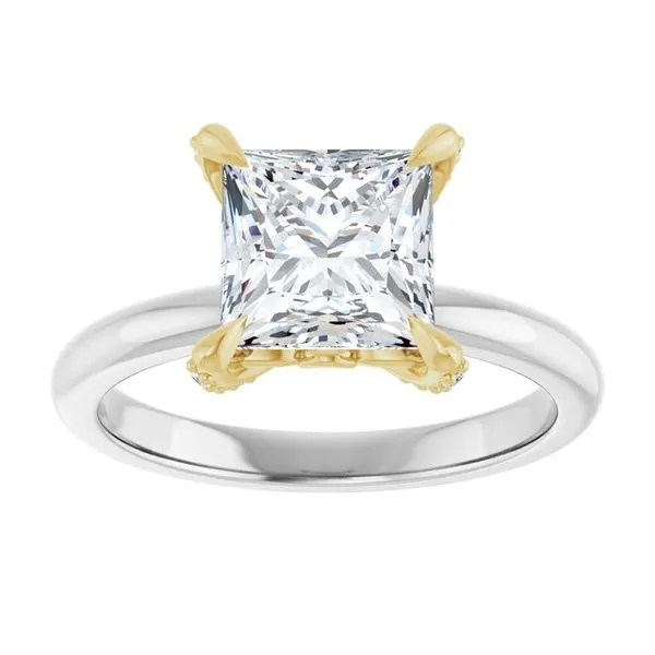 Claw-Prong Accented Engagement Ring Image 3 Hudson Valley Goldsmith New Paltz, NY