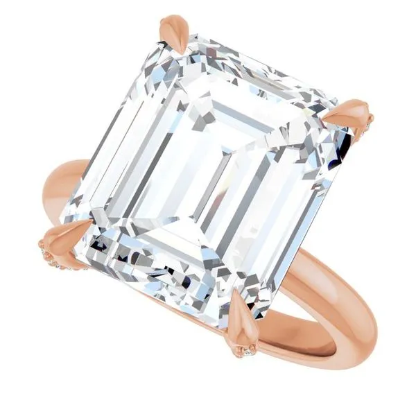 Claw-Prong Accented Engagement Ring Image 5 Hudson Valley Goldsmith New Paltz, NY