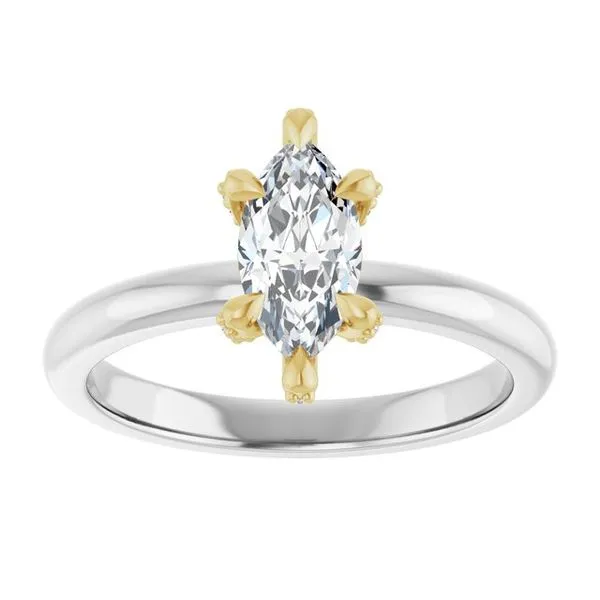 Claw-Prong Accented Engagement Ring Image 3 Hudson Valley Goldsmith New Paltz, NY