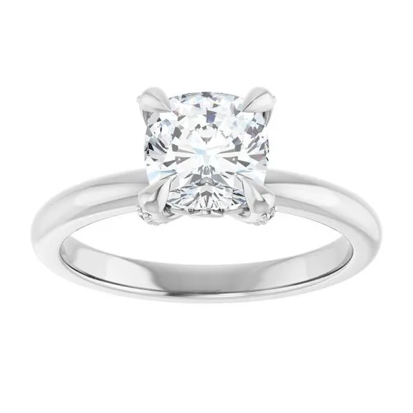 Claw-Prong Accented Engagement Ring Image 3 Hudson Valley Goldsmith New Paltz, NY