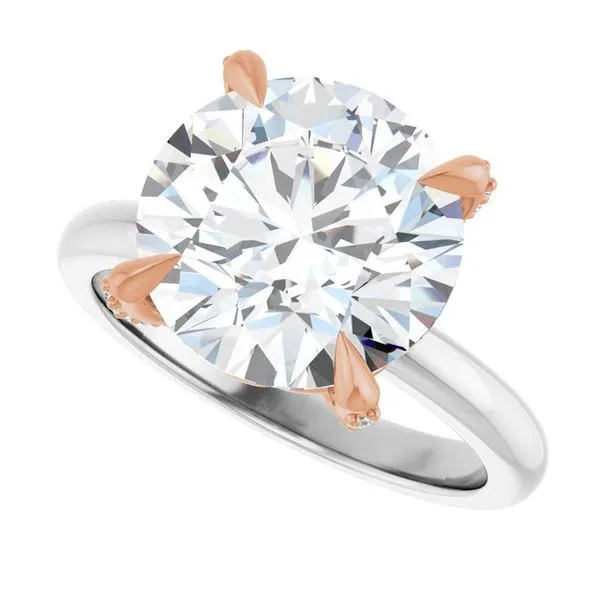 Claw-Prong Accented Engagement Ring Image 5 Hudson Valley Goldsmith New Paltz, NY