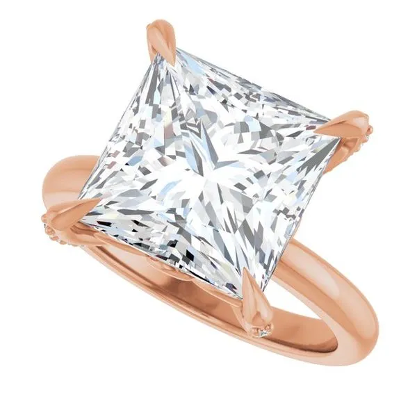 Claw-Prong Accented Engagement Ring Image 5 Hudson Valley Goldsmith New Paltz, NY