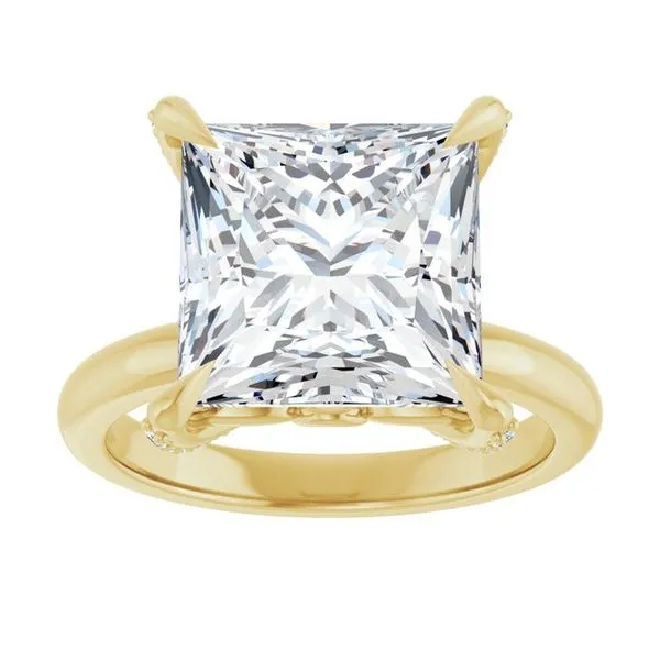 Claw-Prong Accented Engagement Ring Image 3 Hudson Valley Goldsmith New Paltz, NY