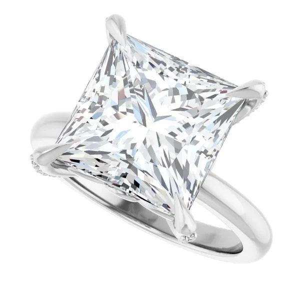 Claw-Prong Accented Engagement Ring Image 5 Hudson Valley Goldsmith New Paltz, NY