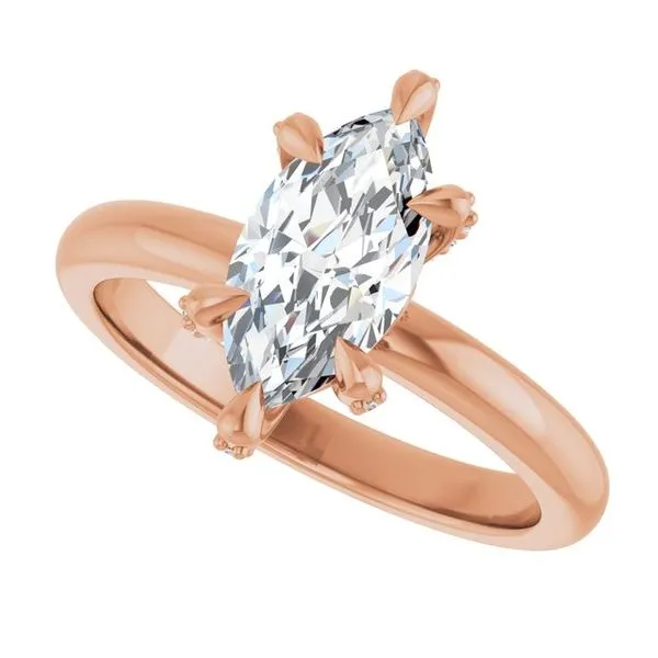 Claw-Prong Accented Engagement Ring Image 5 Hudson Valley Goldsmith New Paltz, NY