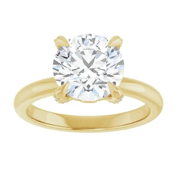 Claw-Prong Accented Engagement Ring Image 3 Hudson Valley Goldsmith New Paltz, NY