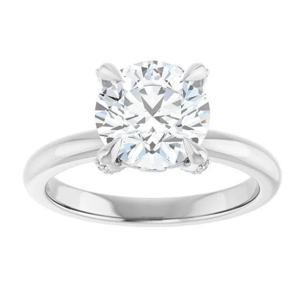 Claw-Prong Accented Engagement Ring Image 3 Hudson Valley Goldsmith New Paltz, NY