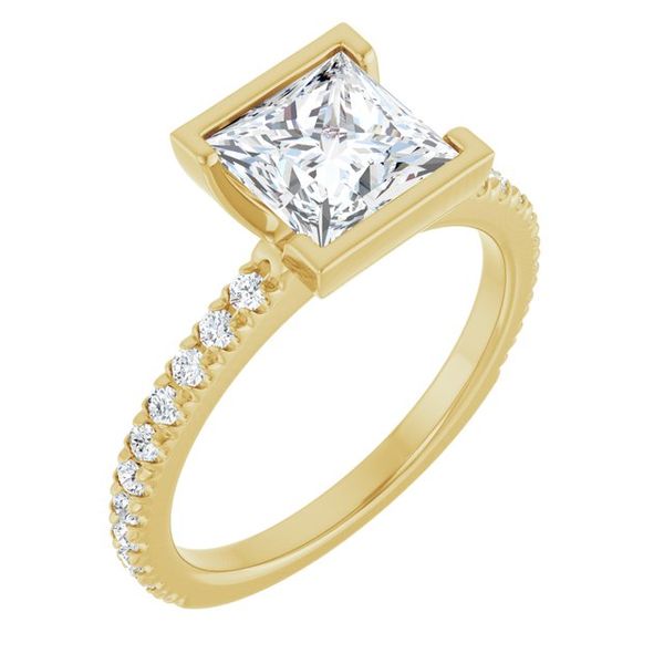 Half-Bezel Engagement Ring