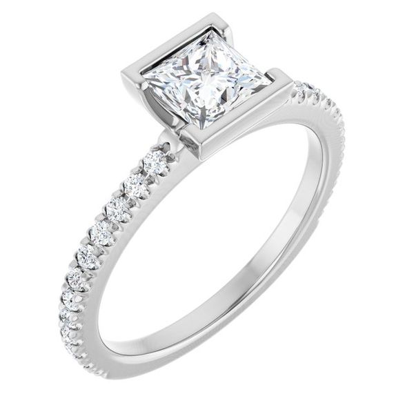 Half-Bezel Engagement Ring