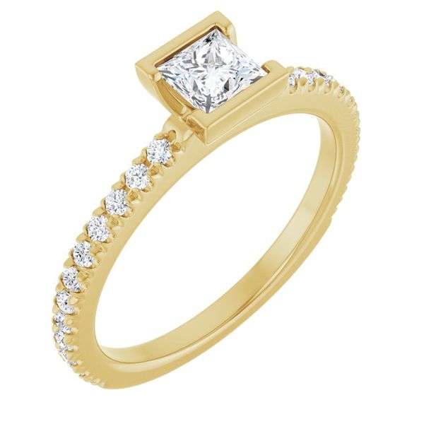 Half-Bezel Engagement Ring