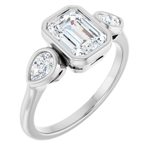 Bezel-Set Three-Stone Engagement Ring