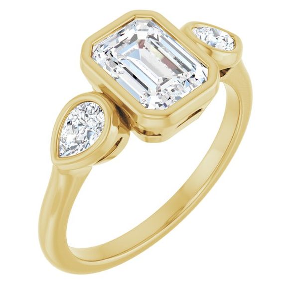 Bezel-Set Three-Stone Engagement Ring