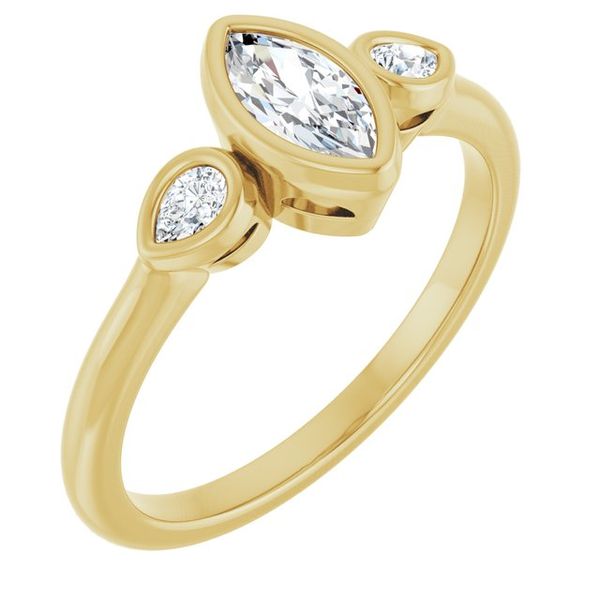 Bezel-Set Three-Stone Engagement Ring