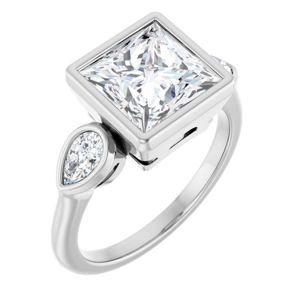 Bezel-Set Three-Stone Engagement Ring