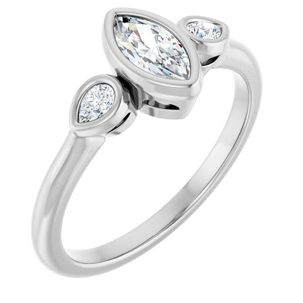 Bezel-Set Three-Stone Engagement Ring