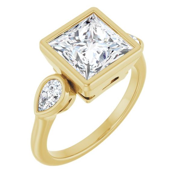 Bezel-Set Three-Stone Engagement Ring