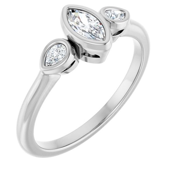 Bezel-Set Three-Stone Engagement Ring