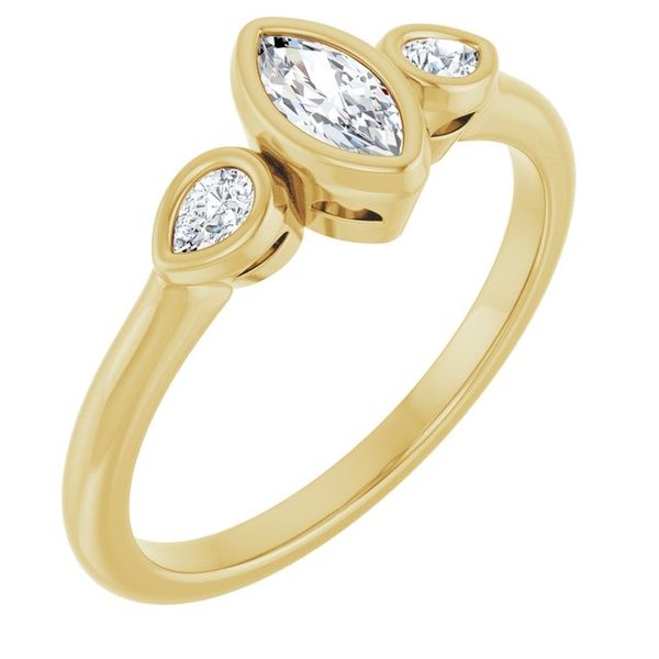 Bezel-Set Three-Stone Engagement Ring
