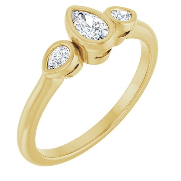 Bezel-Set Three-Stone Engagement Ring