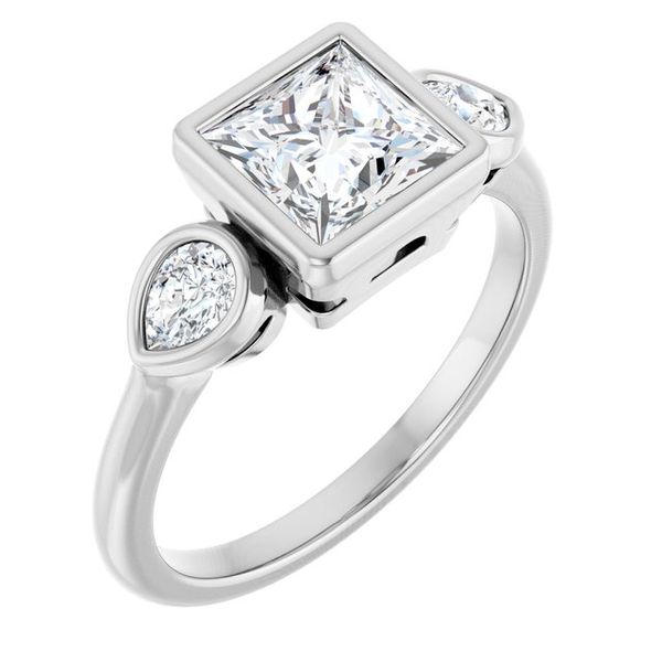 Bezel-Set Three-Stone Engagement Ring