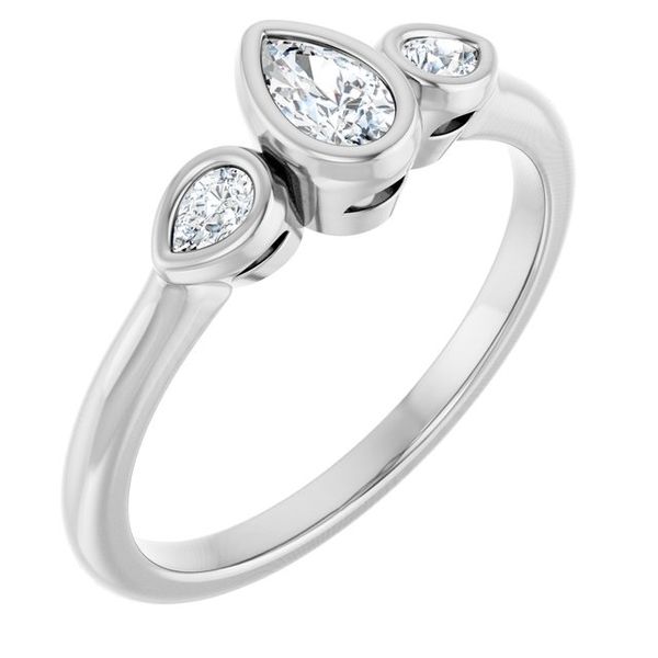 Bezel-Set Three-Stone Engagement Ring