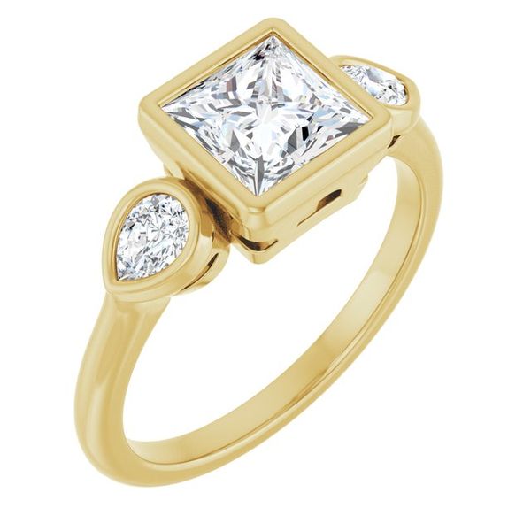 Bezel-Set Three-Stone Engagement Ring