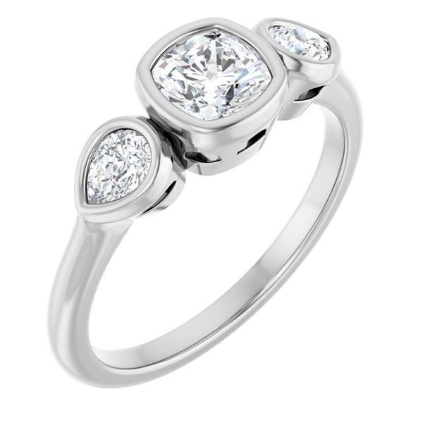 Bezel-Set Three-Stone Engagement Ring