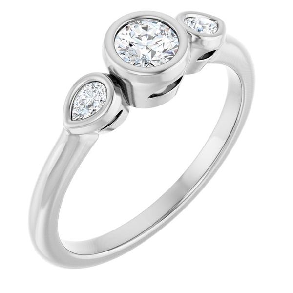 Bezel-Set Three-Stone Engagement Ring
