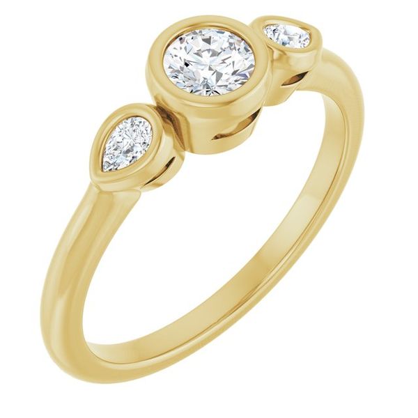 Bezel-Set Three-Stone Engagement Ring