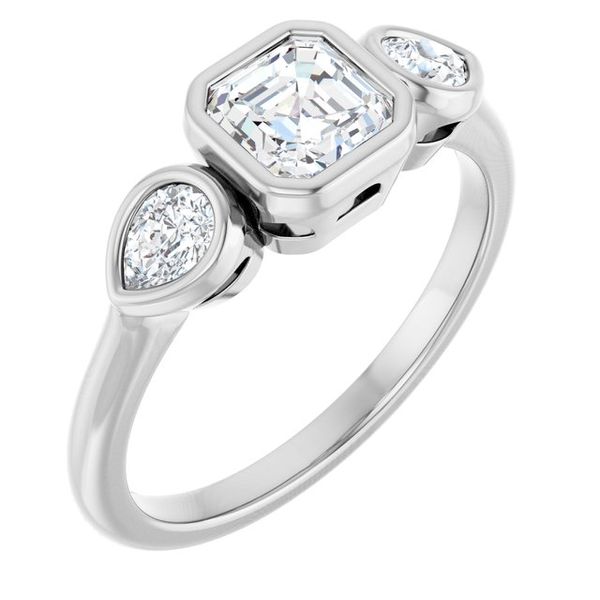 Bezel-Set Three-Stone Engagement Ring