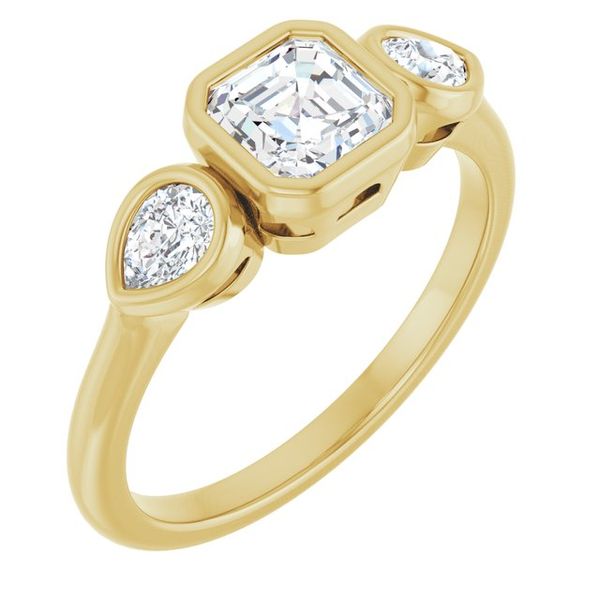 Bezel-Set Three-Stone Engagement Ring